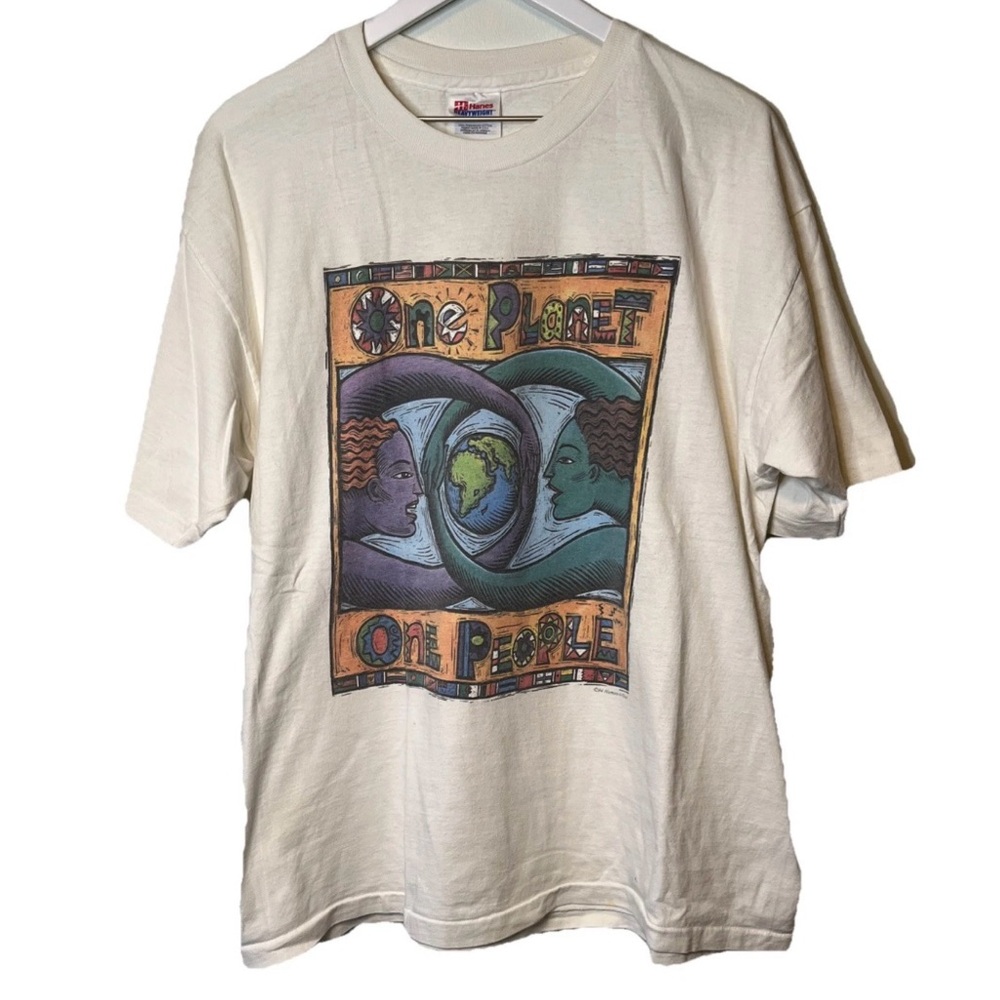 Vintage 1994 Single Stitch Human-i-Tees One Planet One People XL T-Shirt
